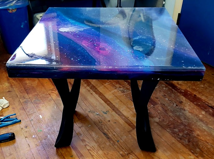 custom space inspired epoxy resin table by 4one3