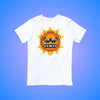 Premium quality white short sleeve cotton t-shirt with Super Mario 3 angry Sun character from 4one3