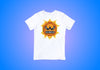 Premium quality white short sleeve cotton t-shirt with Super Mario 3 angry Sun character from 4one3