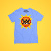 Premium quality blue short sleeve cotton t-shirt with Super Mario 3 angry Sun character from 4one3