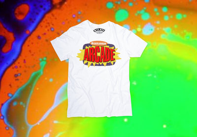 White Nickelodeon Arcade premium soft short sleeve cotton t-shirt by 4one3