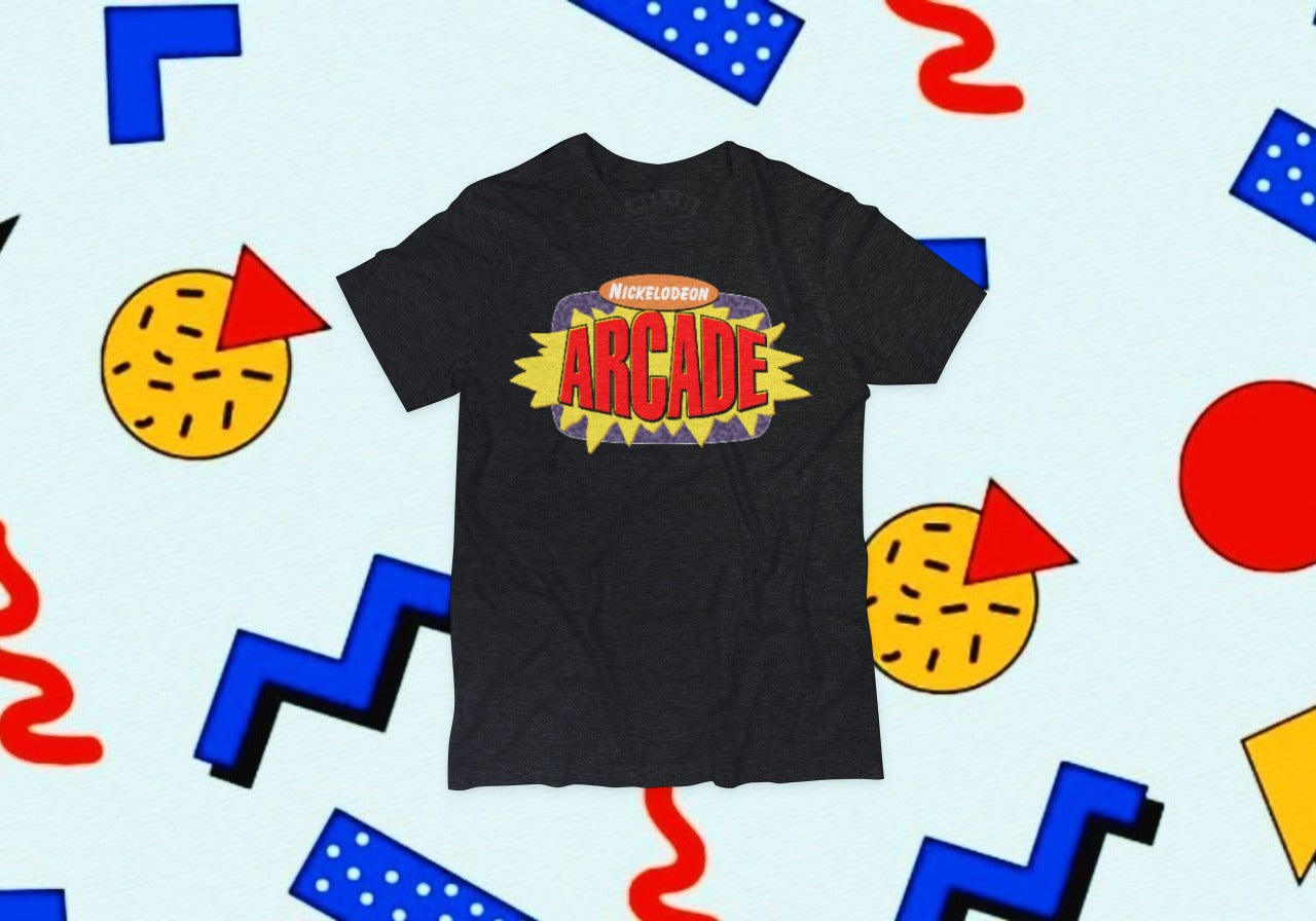 Black Nickelodeon Arcade premium soft short sleeve cotton t-shirt by 4one3